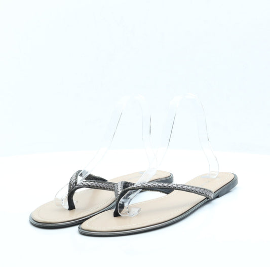 Primark Womens Black Polyester Thong Sandal UK 8 EUR 41 US 10