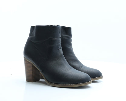 Preworn Womens Black Faux Leather Bootie Boot UK 7 EUR 40