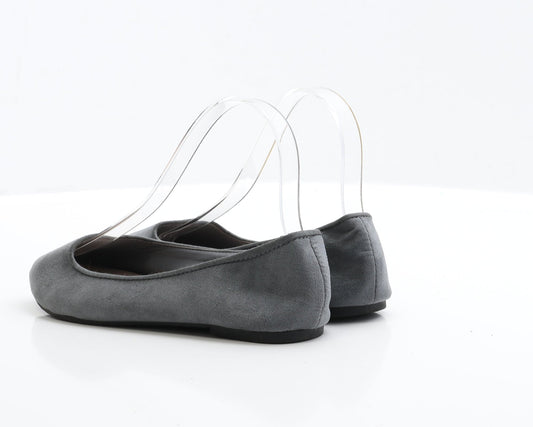 Primark Womens Grey Faux Suede Ballet Flat UK 4 EUR 37