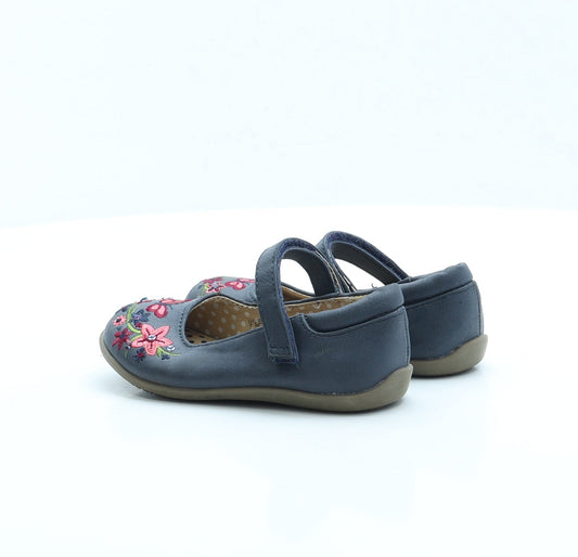 F&F Girls Blue Fair Isle Faux Leather Mary Jane Flat UK 8 EUR 26