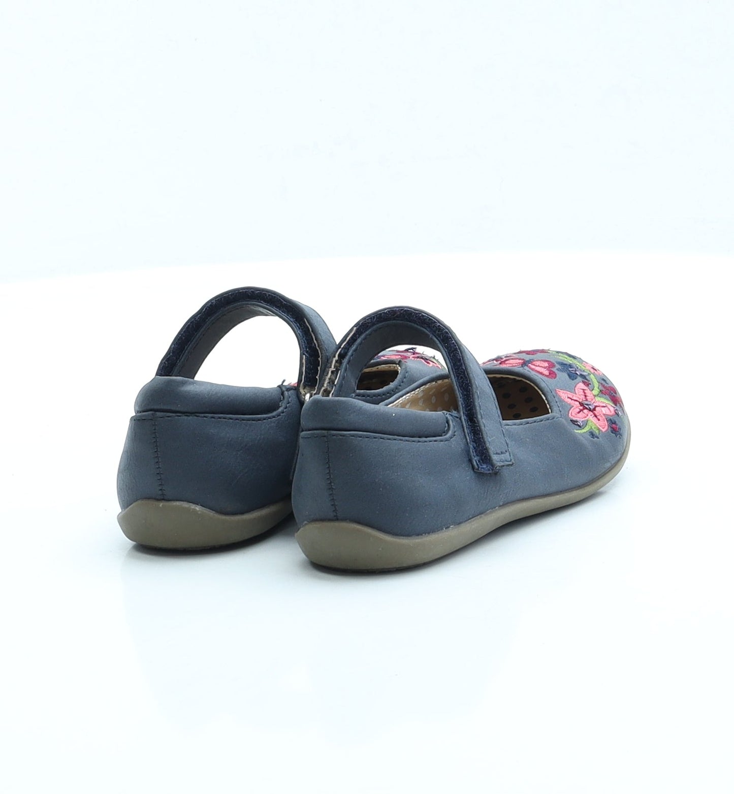 F&F Girls Blue Fair Isle Faux Leather Mary Jane Flat UK 8 EUR 26