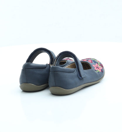 F&F Girls Blue Fair Isle Faux Leather Mary Jane Flat UK 8 EUR 26