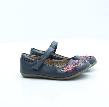F&F Girls Blue Fair Isle Faux Leather Mary Jane Flat UK 8 EUR 26