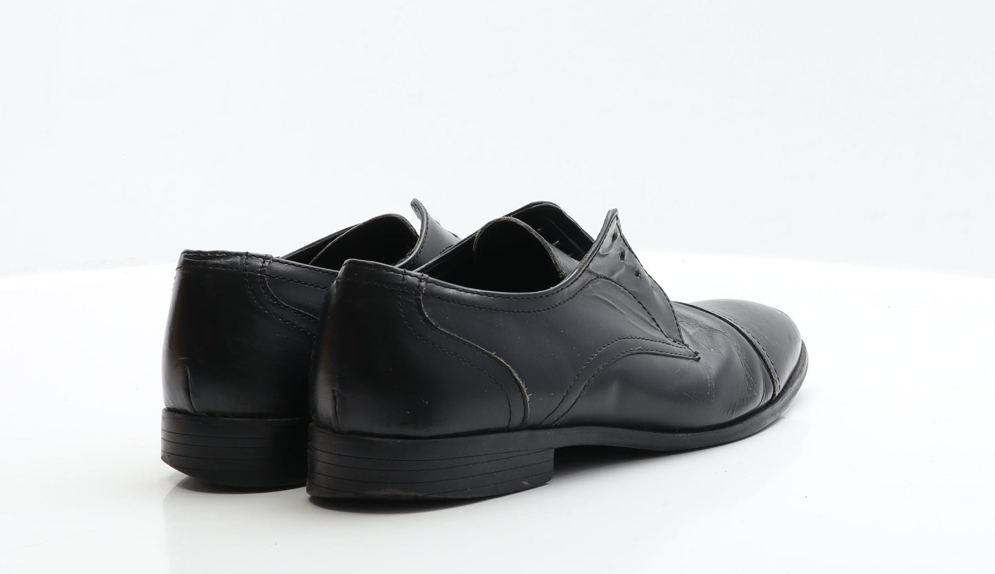 George Mens Black Leather Oxford Dress UK 7