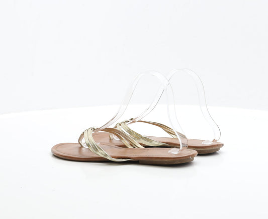 George Womens Gold Polyester Thong Sandal UK 8 EUR 42