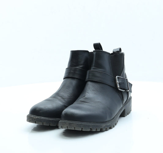 Primark Womens Black Faux Leather Chelsea Boot UK 4 EUR 37