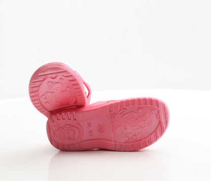 Preworn Girls Pink Rubber Slider Sandal UK 2 EUR 35 - Mickey Mouse