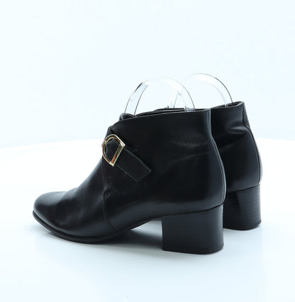 Preworn Womens Black Faux Leather Bootie Boot UK 4