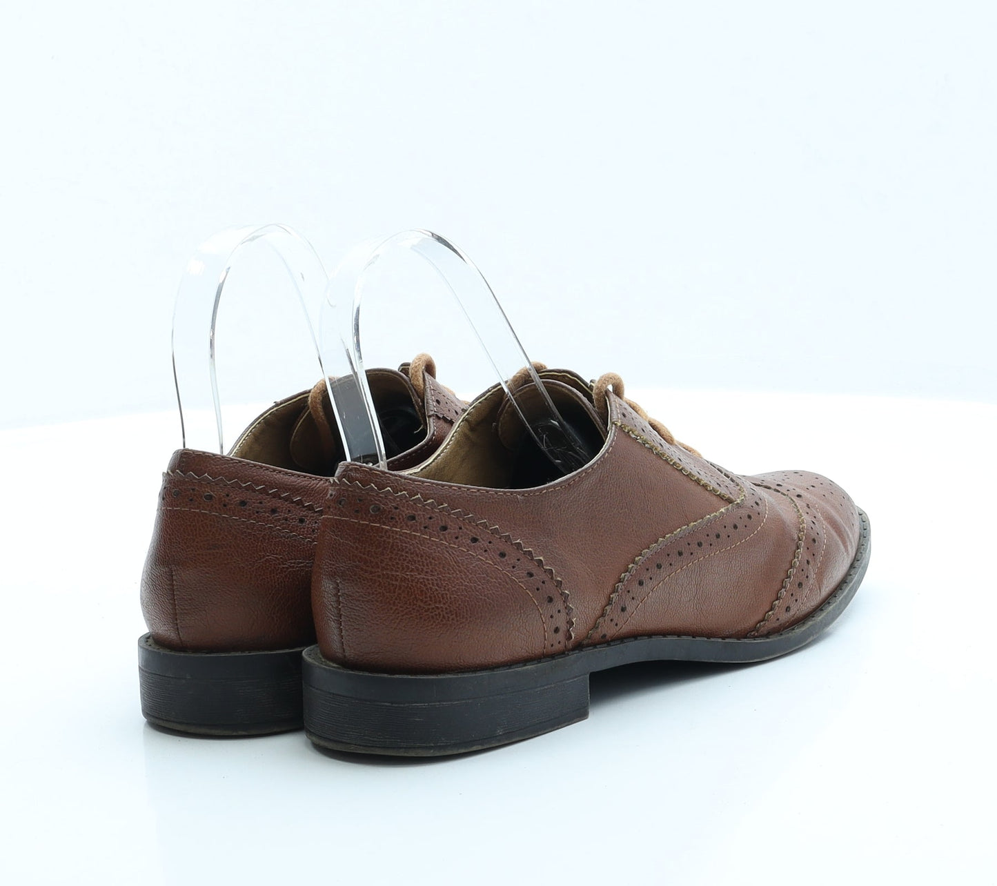 Preworn Womens Brown Faux Leather Flat UK 6 - Brogue