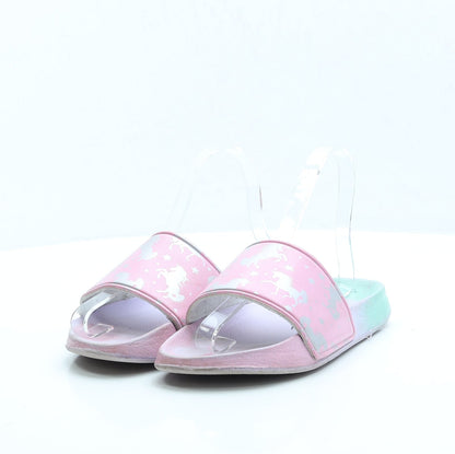 Preworn Girls Multicoloured Geometric Polyester Slider Sandal UK 4