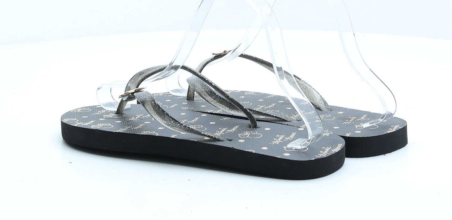 Primark Womens Black Rubber Flip-Flop Sandal UK 5 EUR 38 - Disney Minnie mouse