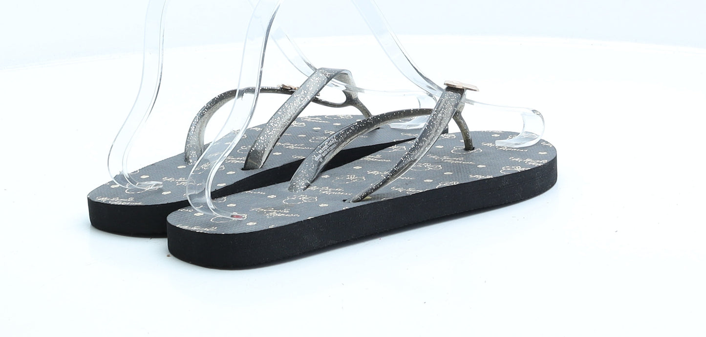 Primark Womens Black Rubber Flip-Flop Sandal UK 5 EUR 38 - Disney Minnie mouse