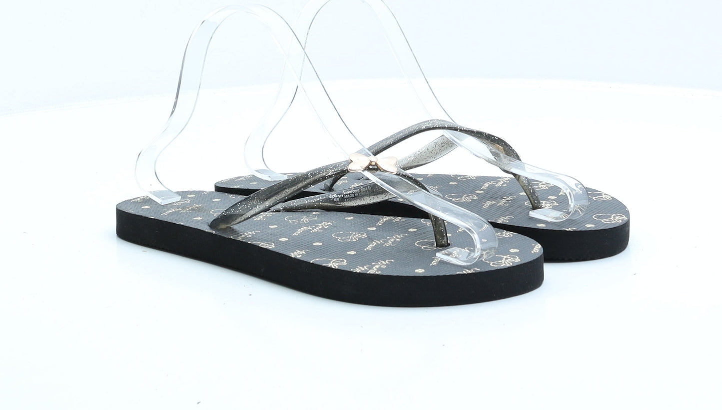 Primark Womens Black Rubber Flip-Flop Sandal UK 5 EUR 38 - Disney Minnie mouse
