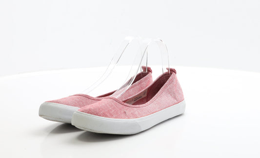 F&F Womens Red Fabric Flat UK 3 EUR 36