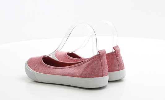 F&F Womens Red Fabric Flat UK 3 EUR 36