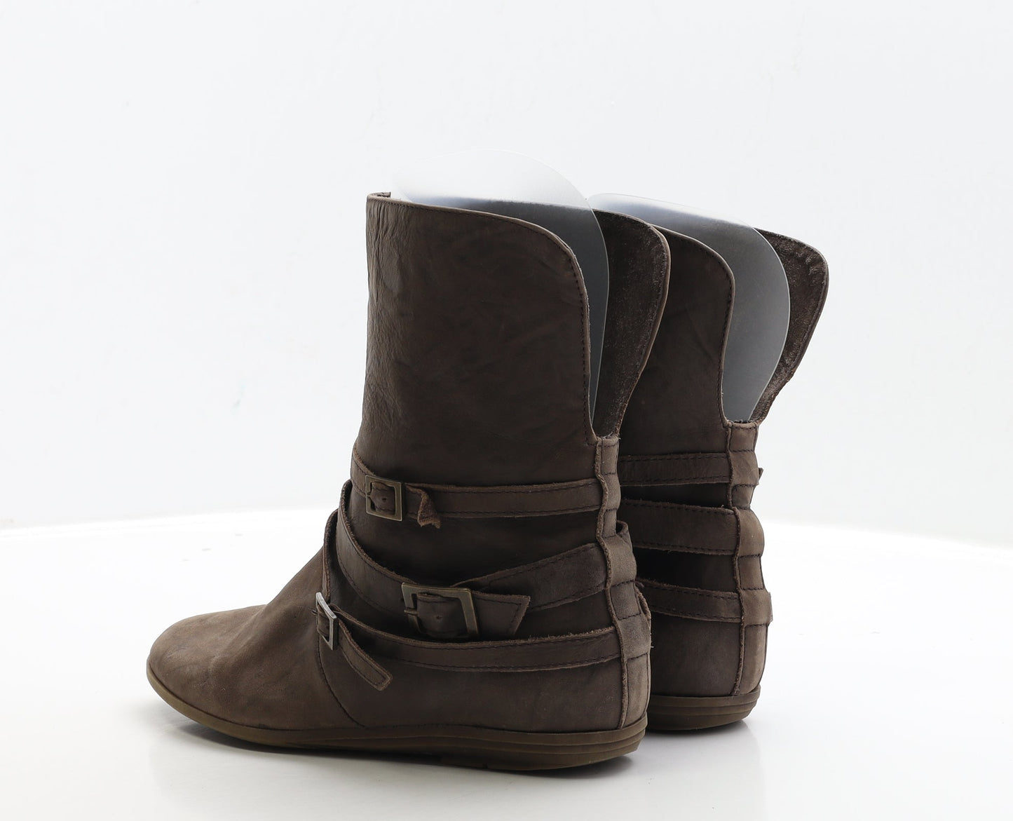 Preworn Womens Brown Faux Leather Bootie Boot UK 3 EUR 36