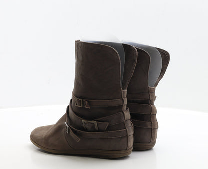 Preworn Womens Brown Faux Leather Bootie Boot UK 3 EUR 36