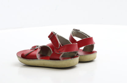 Preworn Girls Red Leather Strappy Sandal UK 10