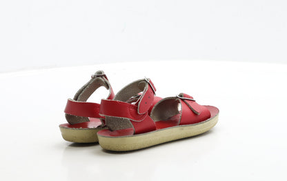 Preworn Girls Red Leather Strappy Sandal UK 10