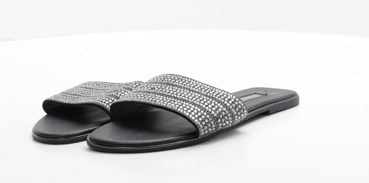 Primark Womens Black Polyester Slip On Sandal UK 4 37