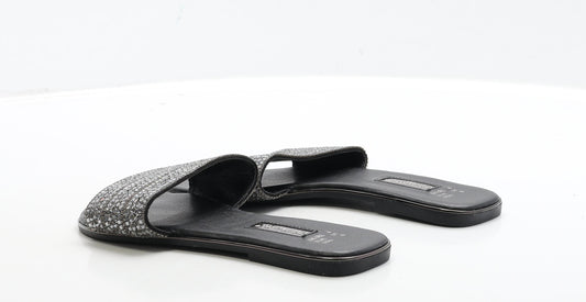 Primark Womens Black Polyester Slip On Sandal UK 4 37