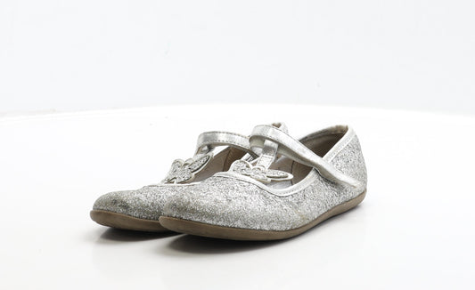 F&F Girls Silver Polyester Flat Casual UK 12 31 - Butterfly Detail