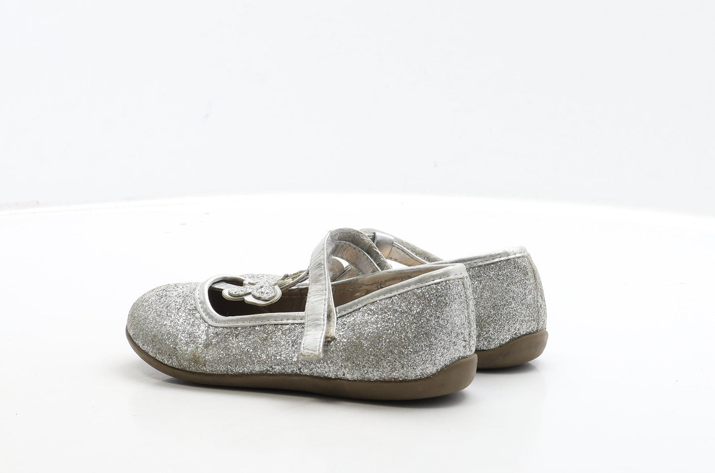 F&F Girls Silver Polyester Flat Casual UK 12 31 - Butterfly Detail