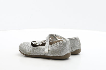 F&F Girls Silver Polyester Flat Casual UK 12 31 - Butterfly Detail
