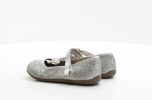 F&F Girls Silver Polyester Flat Casual UK 12 31 - Butterfly Detail
