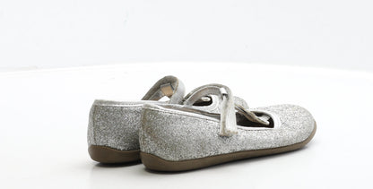 F&F Girls Silver Polyester Flat Casual UK 12 31 - Butterfly Detail