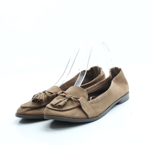 F&F Womens Brown Polyester Loafer Flat UK 6.5