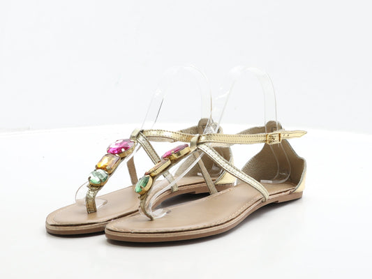 F&F Womens Gold Polyester Thong Sandal UK 5 38