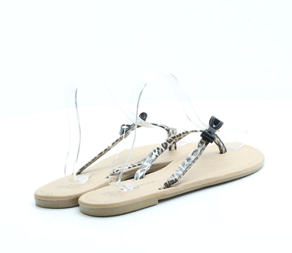 Atmosphere Womens Brown Animal Print Leather Thong Sandal UK 7 40 US 9