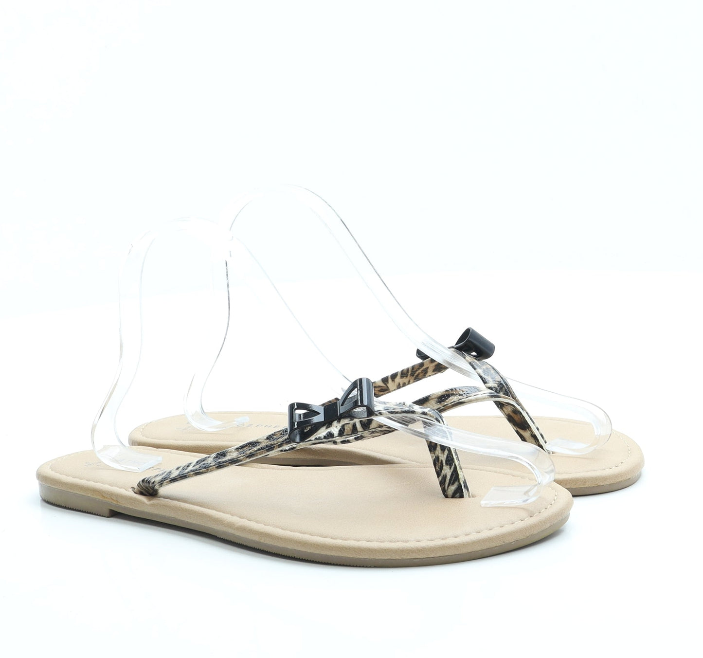 Atmosphere Womens Brown Animal Print Leather Thong Sandal UK 7 40 US 9