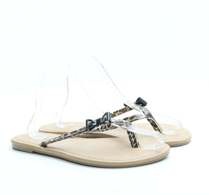 Atmosphere Womens Brown Animal Print Leather Thong Sandal UK 7 40 US 9