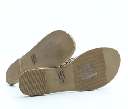 Atmosphere Womens Brown Animal Print Leather Thong Sandal UK 7 40 US 9