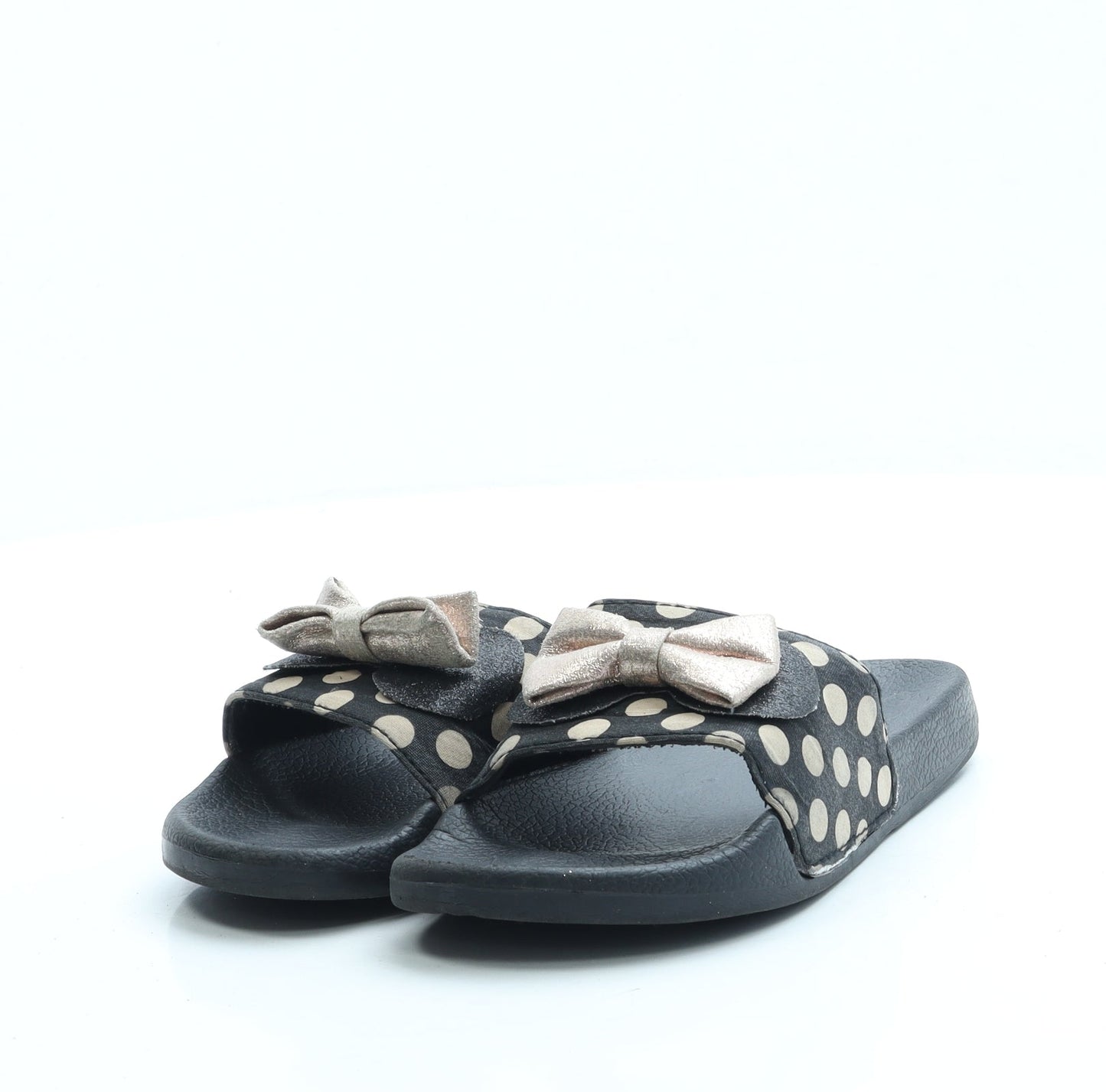 Preworn Girls Black Polka Dot Polyester Slider Sandal UK 13 - Minnie Mouse
