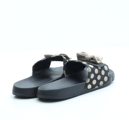 Preworn Girls Black Polka Dot Polyester Slider Sandal UK 13 - Minnie Mouse