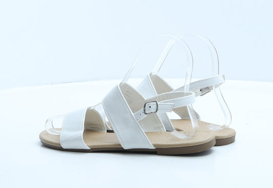 Primark Womens White Leather Slingback Sandal UK 3 35