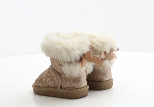 Primark Girls Gold Polyester Shearling Style Boot UK 6 23