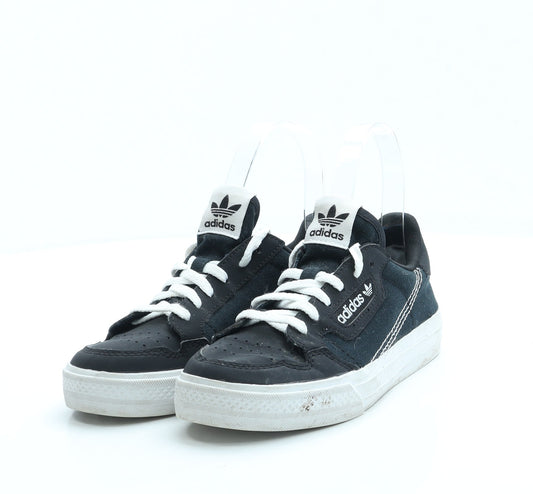 adidas Boys Black Leather Trainer UK 1 33