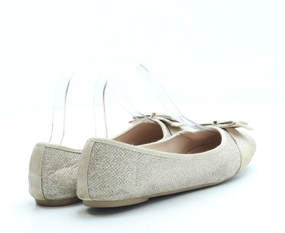 Primark Girls Gold Polyester Ballet Flat UK 4 37 US 6 - Wide Fit
