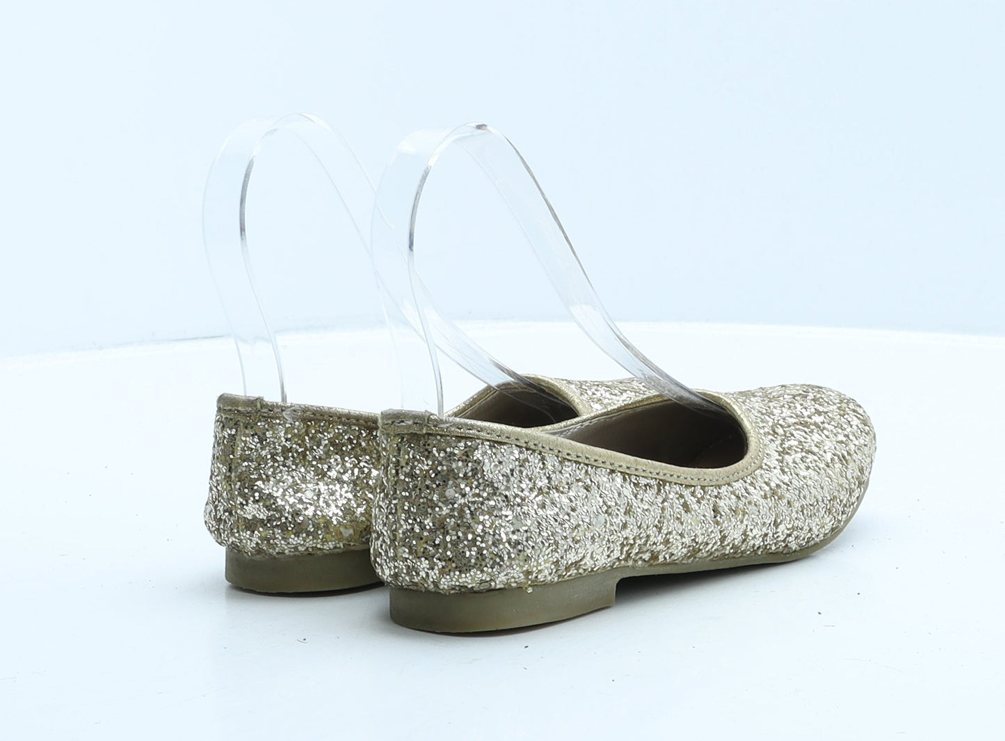 Preworn Girls Gold Polyester Ballet Flat UK 1 34