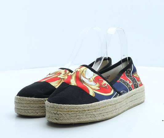 Primark Womens Multicoloured Geometric Polyester Espadrille Casual UK 5 38
