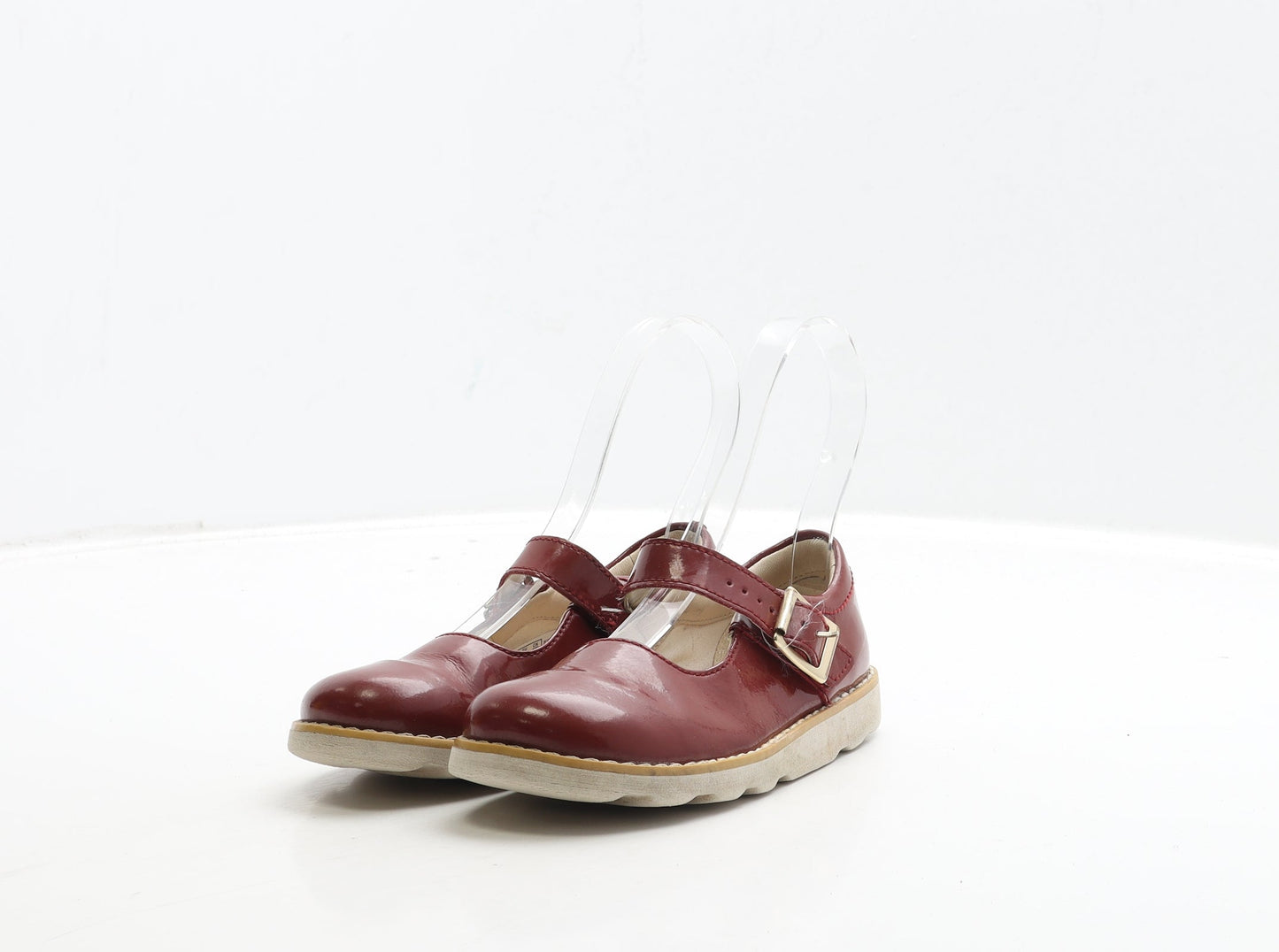 Clarks Girls Red Leather Mary Jane Casual UK 9.5