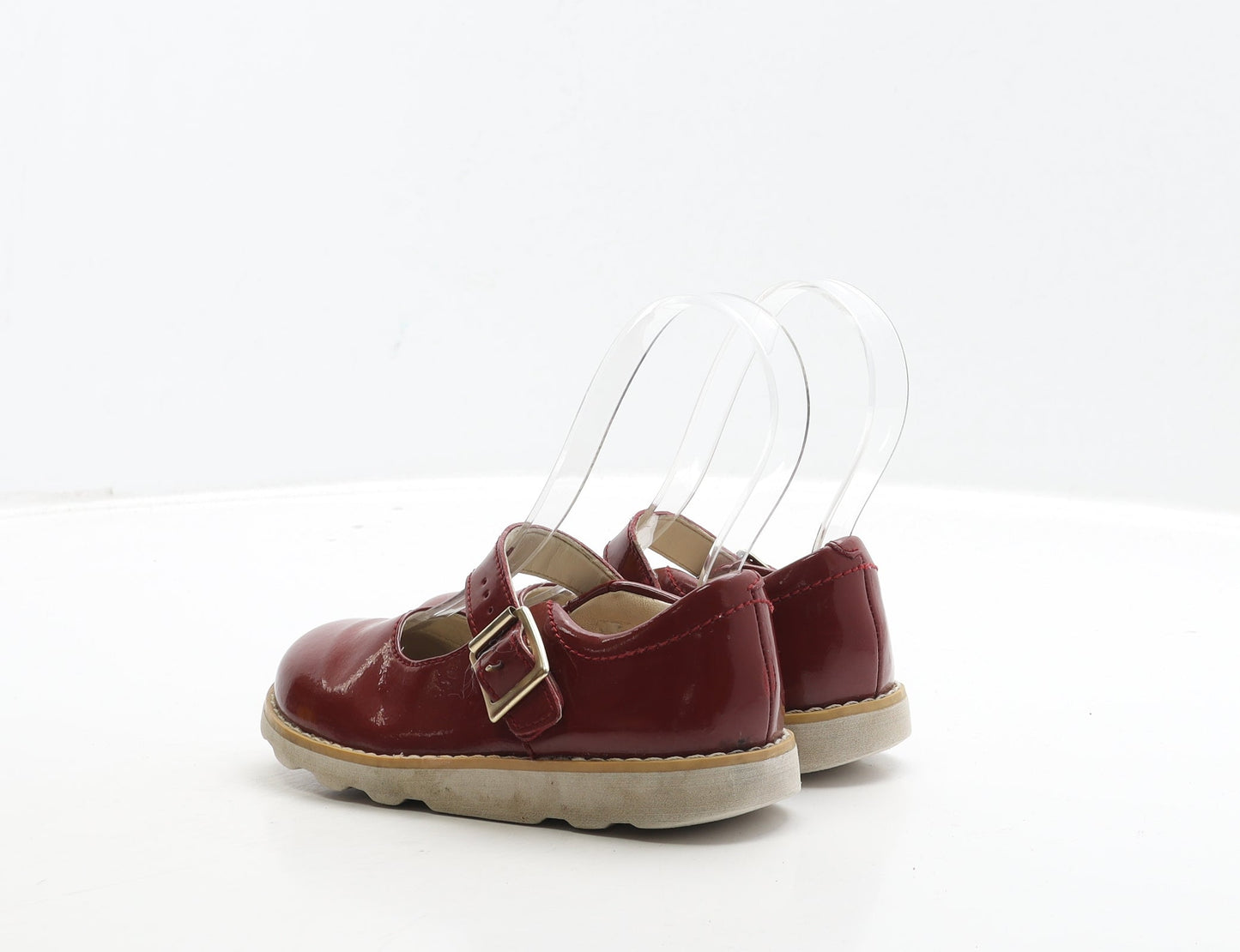 Clarks Girls Red Leather Mary Jane Casual UK 9.5