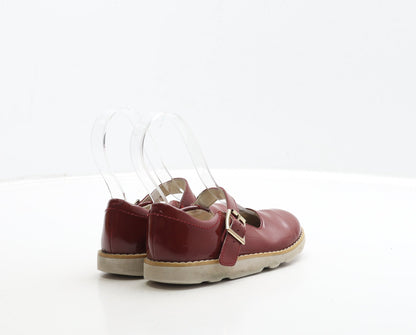 Clarks Girls Red Leather Mary Jane Casual UK 9.5