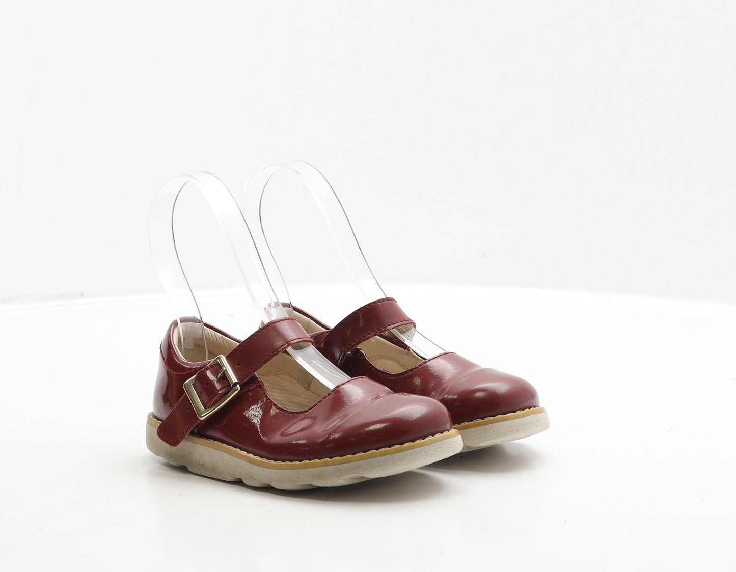Clarks Girls Red Leather Mary Jane Casual UK 9.5