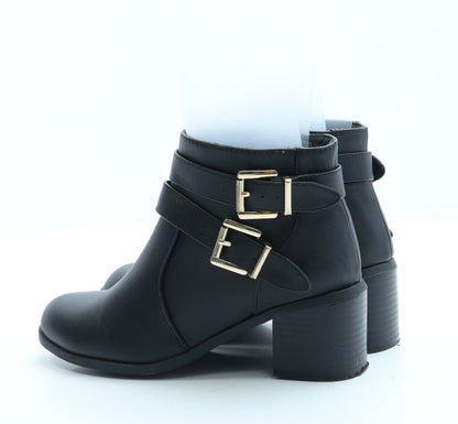 Atmosphere Womens Black Leather Bootie Boot UK 3 36 US 5