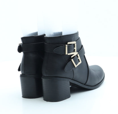 Atmosphere Womens Black Leather Bootie Boot UK 3 36 US 5